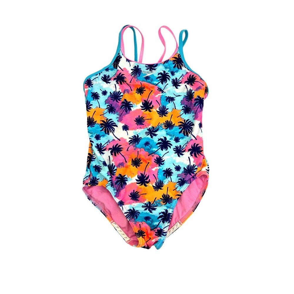 Speedo Girls Tropical Print Swimsuit M Multicolor 4143